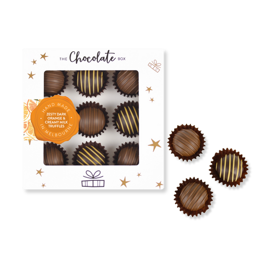 Zesty Dark Orange and Creamy Milk Truffles Box 120g (9pc)