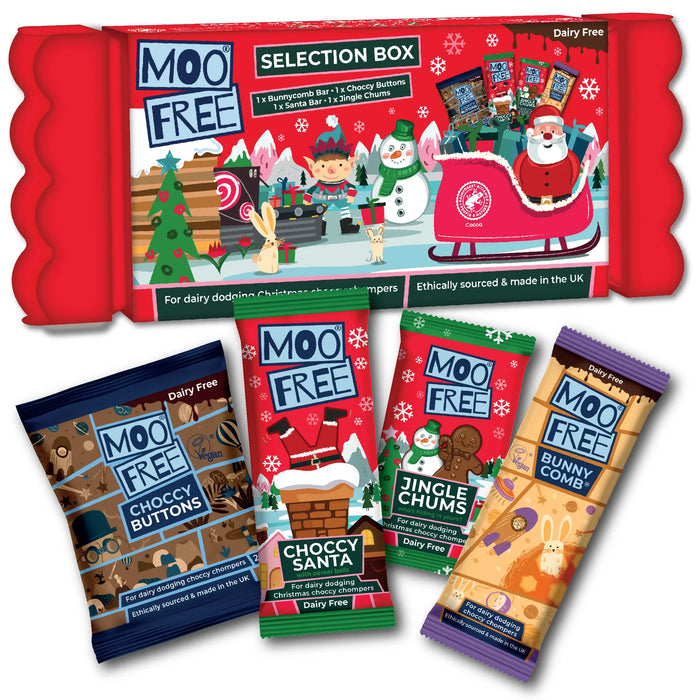 Moo Free Christmas Selection Box of Bars & Santas 90g (VEGAN)