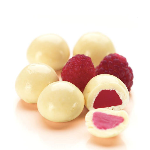 Raspberries, White Chocolate 1kg Bag