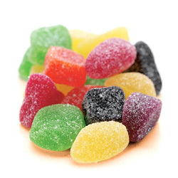 sugarcrusted australian jellies in flavours like blackcurrant, lime, strawberry, raspberry, and orange